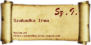 Szabadka Irma névjegykártya